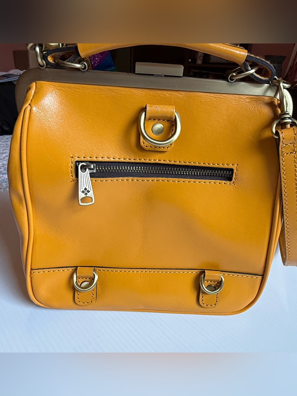 Patricia Nash Mustard Yellow Embossed Floral Satchel - Picture 2 of 7